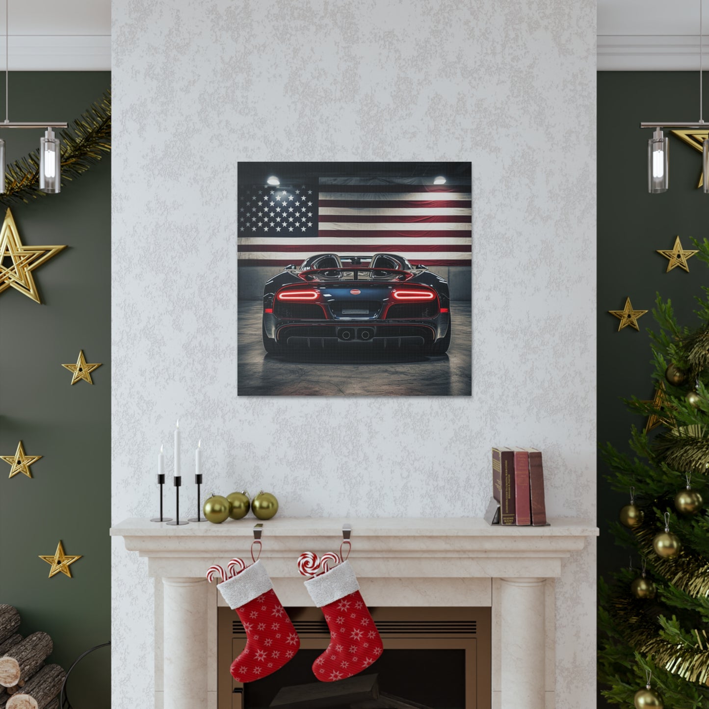 Canvas Gallery Wraps American Flag Background Bugatti 4