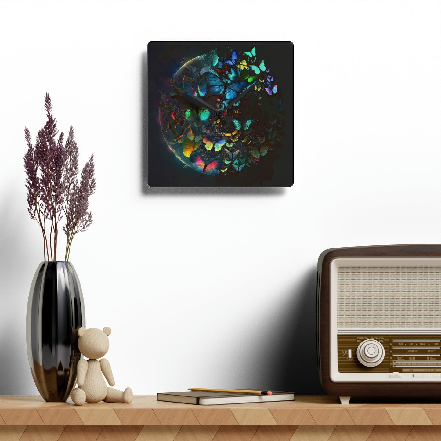 Acrylic Wall Clock Moon Butterfly 4