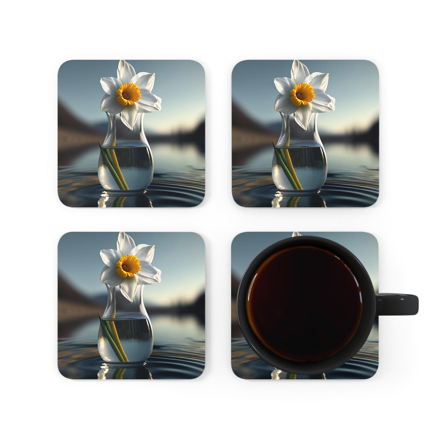 Corkwood Coaster Set Daffodil 3