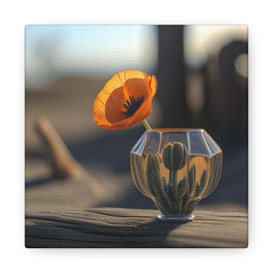 Canvas Gallery Wraps Orange Poppy in a Vase 2