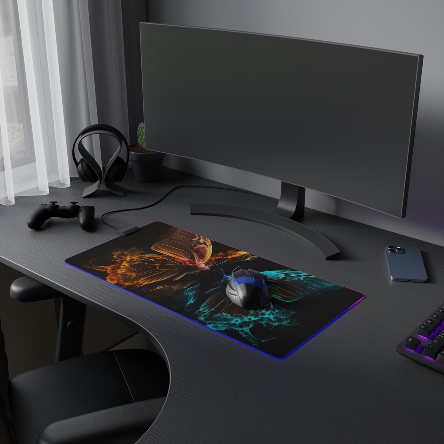 LED Gaming Mouse Pad Kiss Neon Butterfly 10