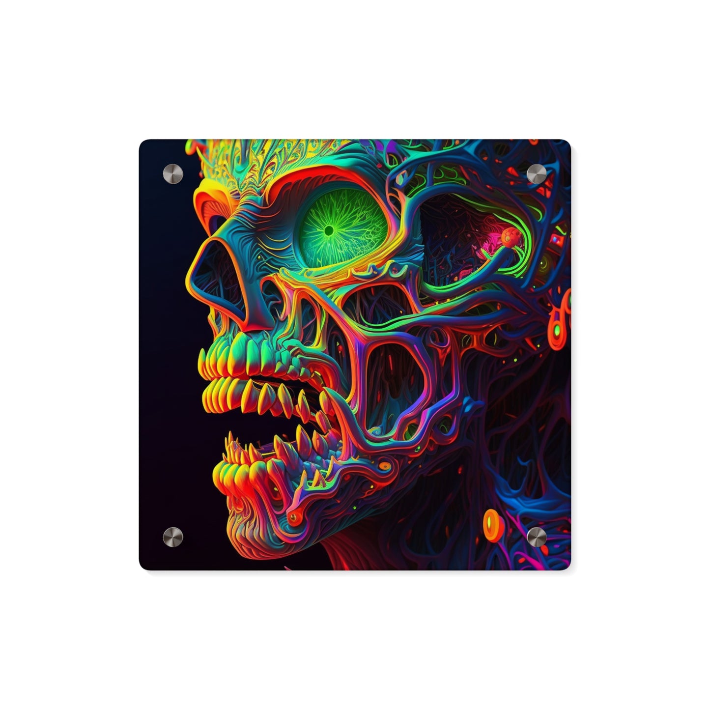 Acrylic Wall Art Panels Florescent Skull Death 1