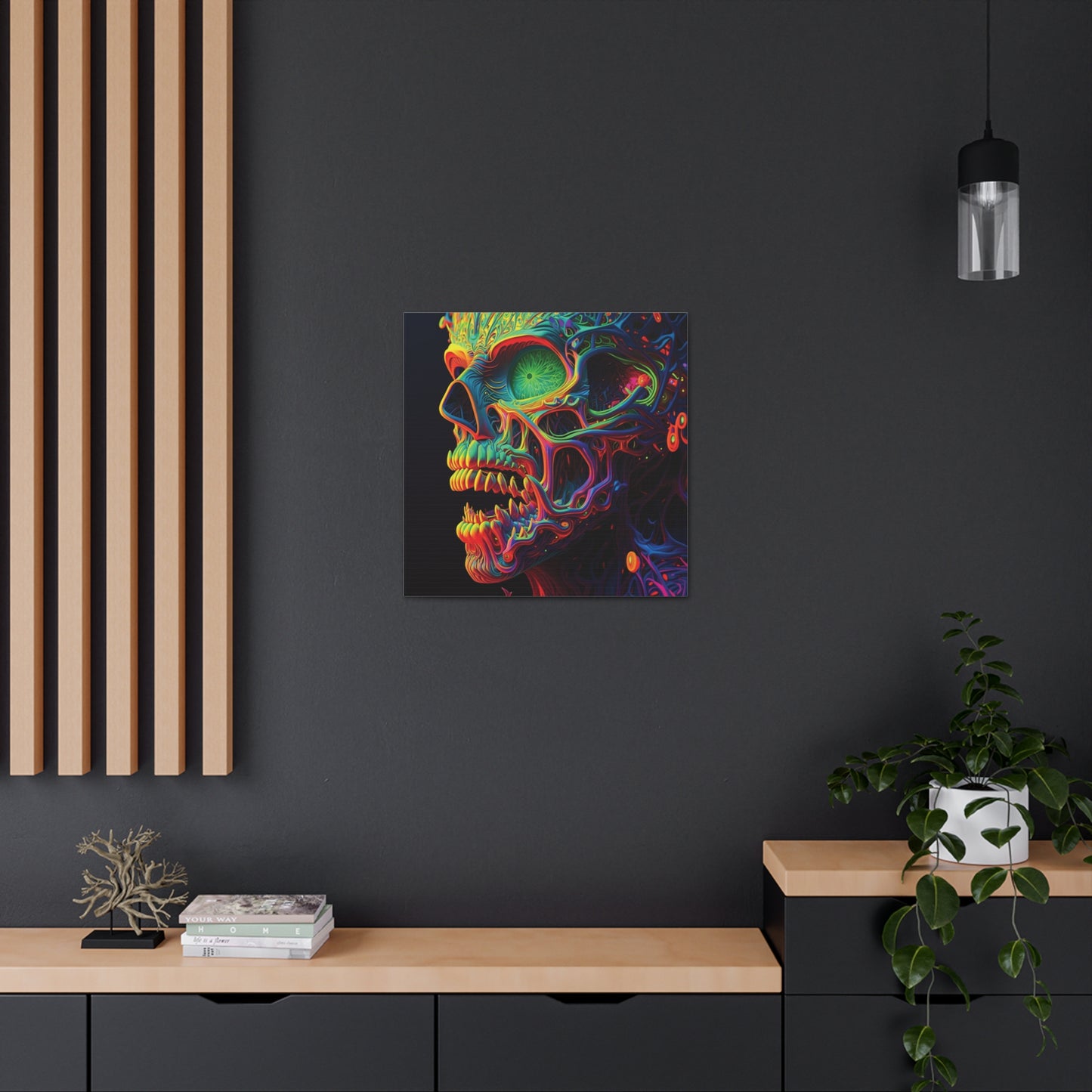 Canvas Gallery Wraps Florescent Skull Death 1