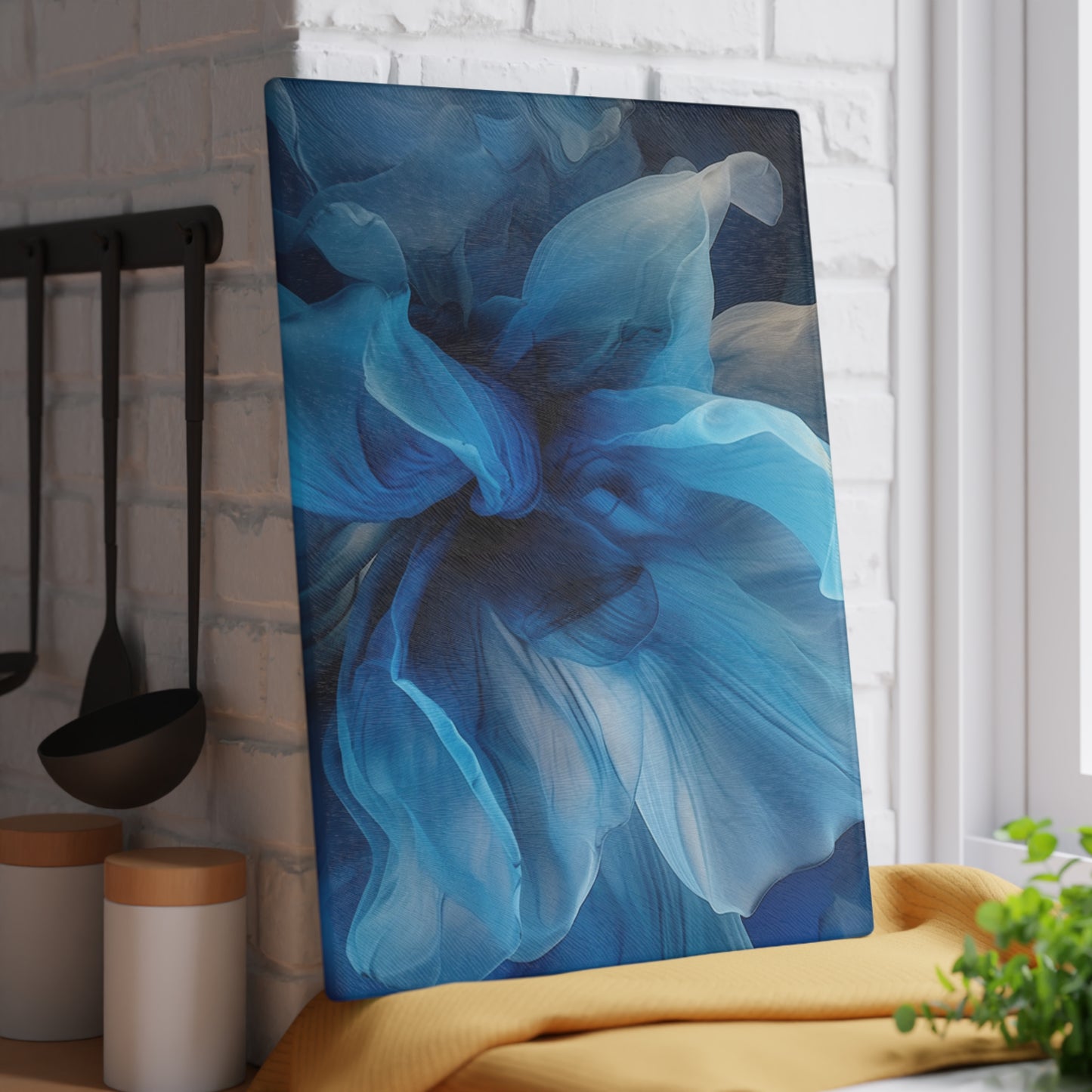 Glass Cutting Board Blue Tluip Abstract 2