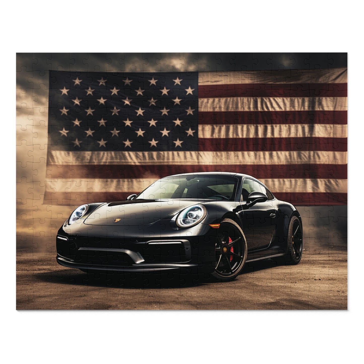 Jigsaw Puzzle (30, 110, 252, 500,1000-Piece) American Flag Background Porsche 4