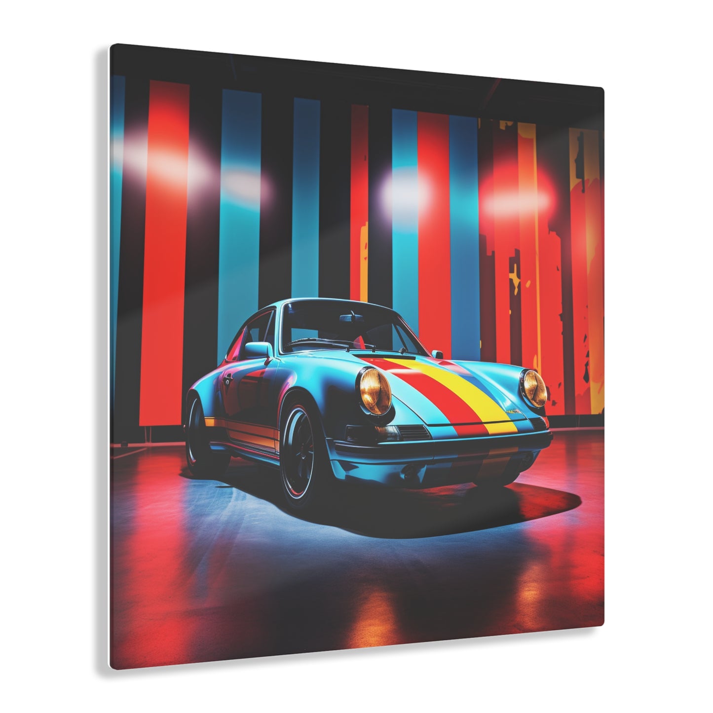 Acrylic Prints Macro American Flag Porsche 3