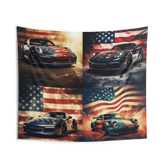 Indoor Wall Tapestries Abstract American Flag Background Porsche 5