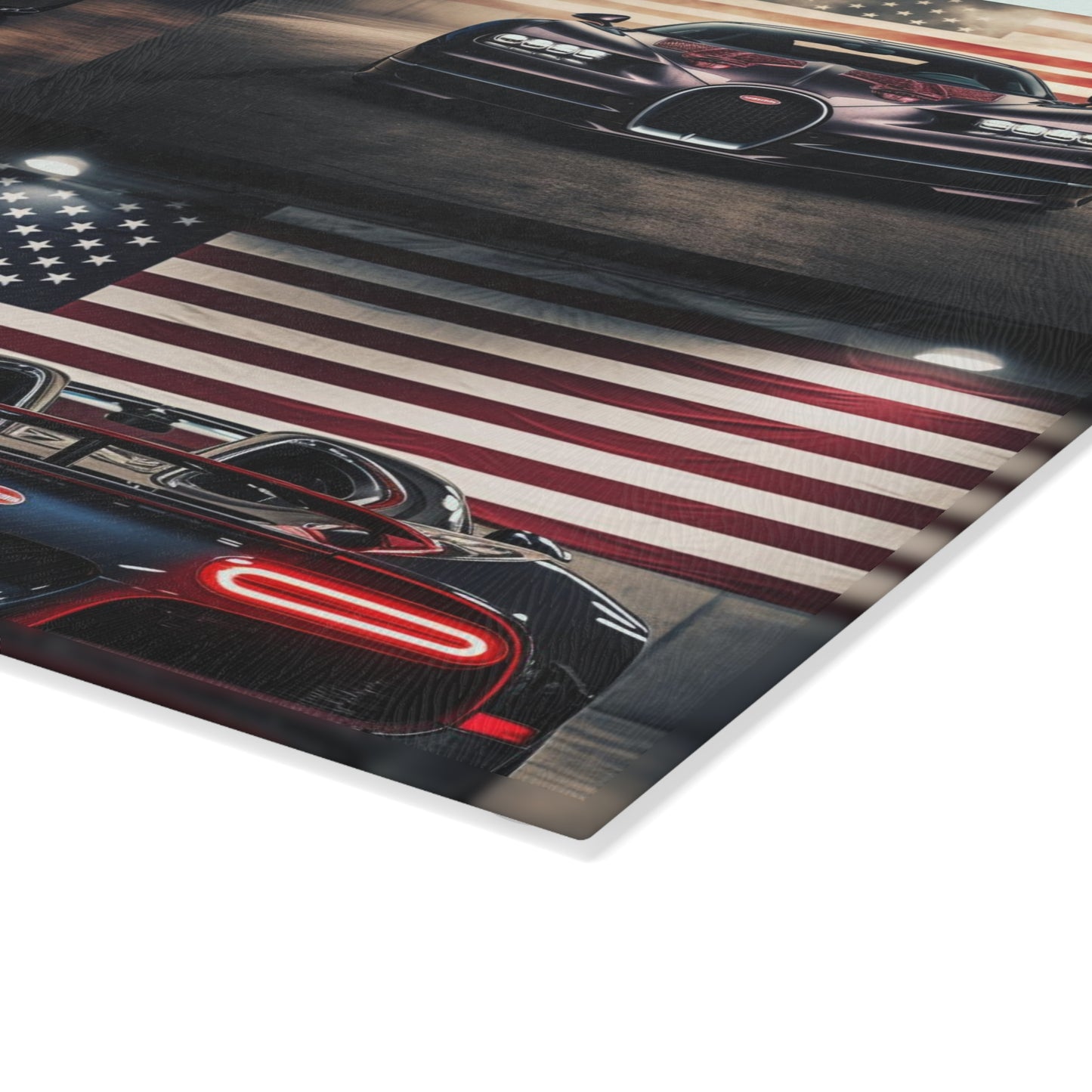 Glass Cutting Board American Flag Background Bugatti 5