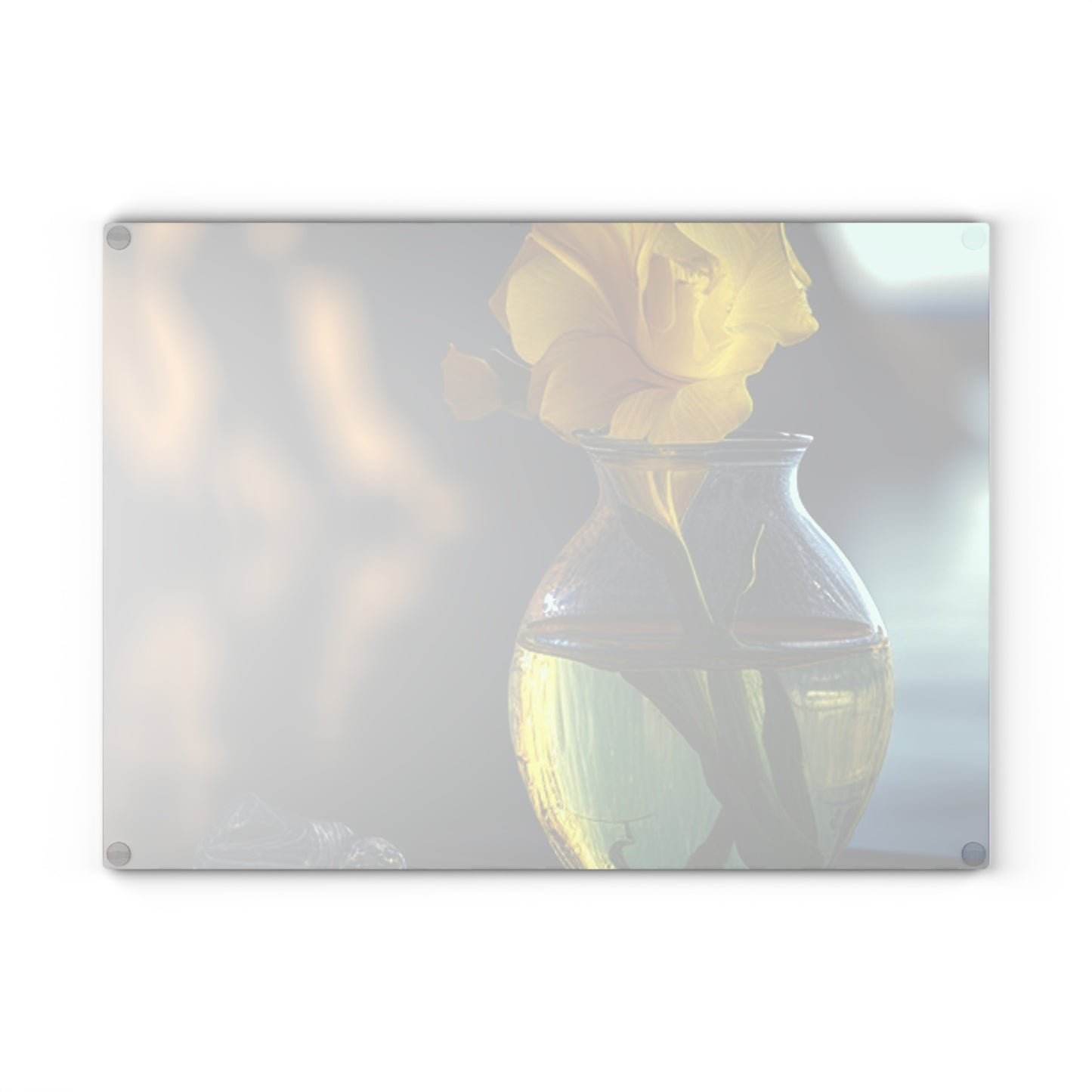 Glass Cutting Board Yellow Gladiolus glass 3