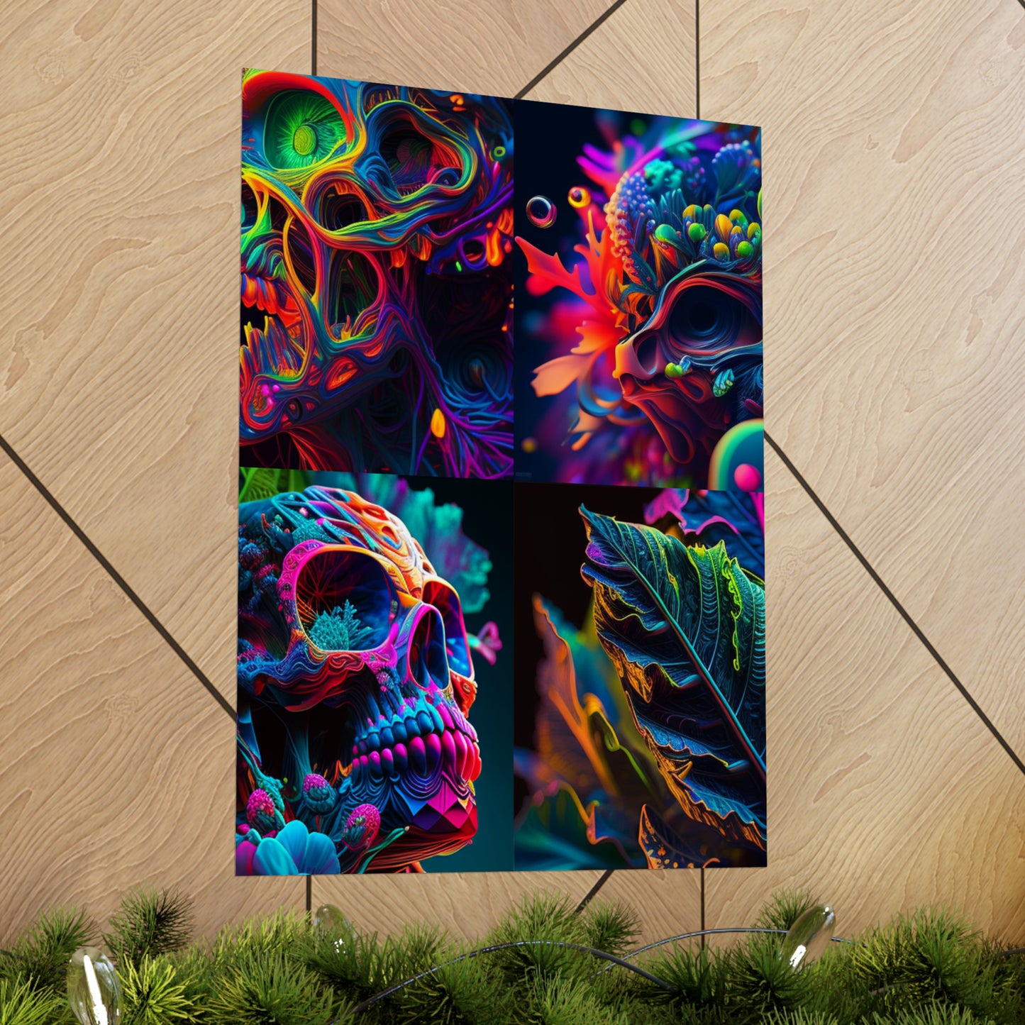 Premium Matte Vertical Posters Florescent Skull Death 5