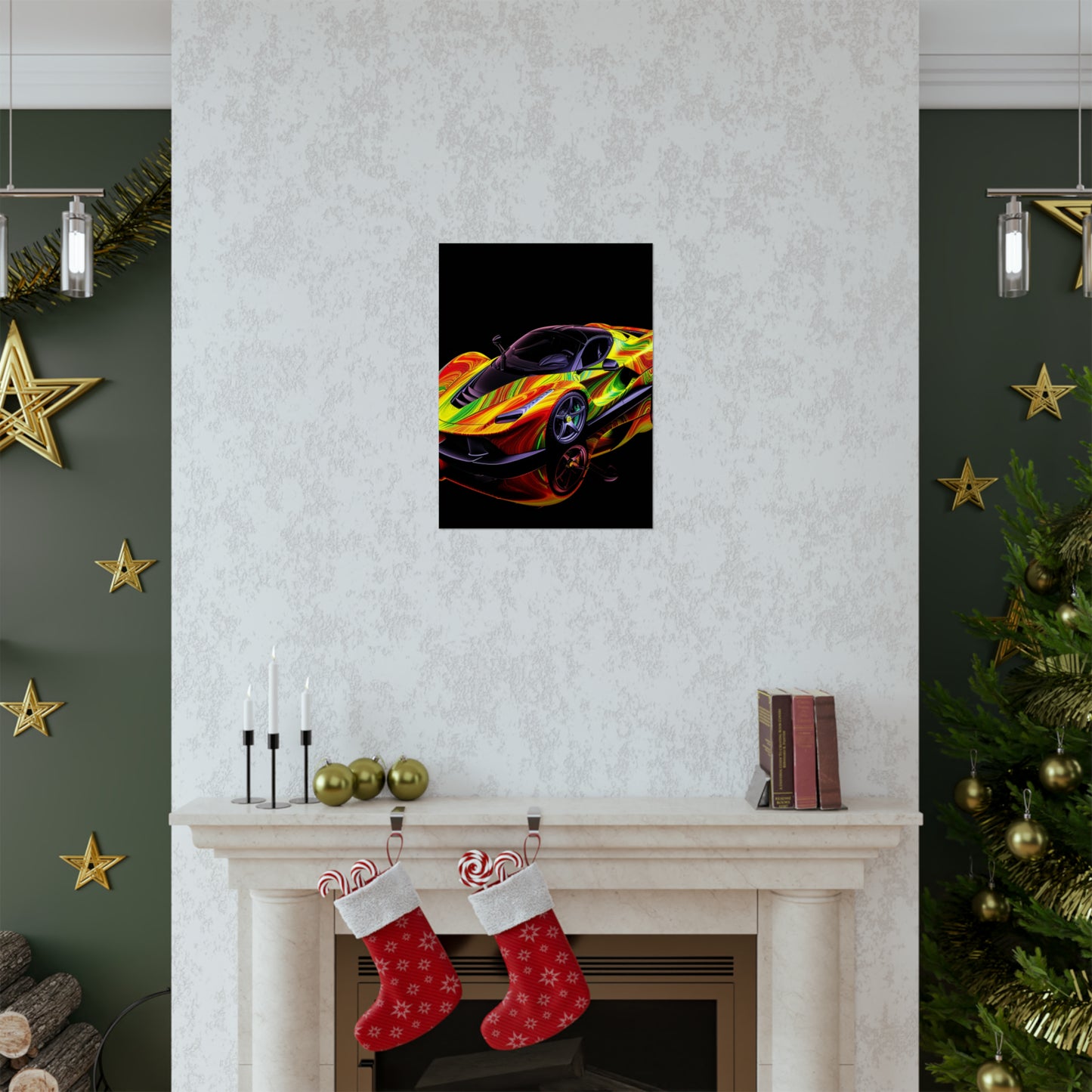 Premium Matte Vertical Posters Ferrari Neon 4