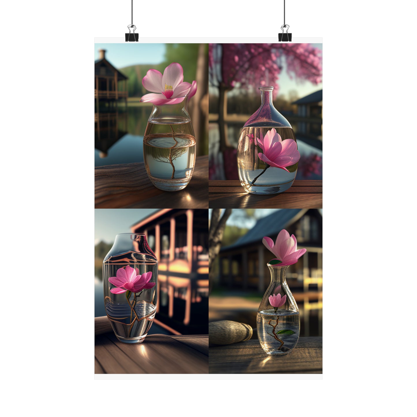 Premium Matte Vertical Posters Magnolia in a Glass vase 5