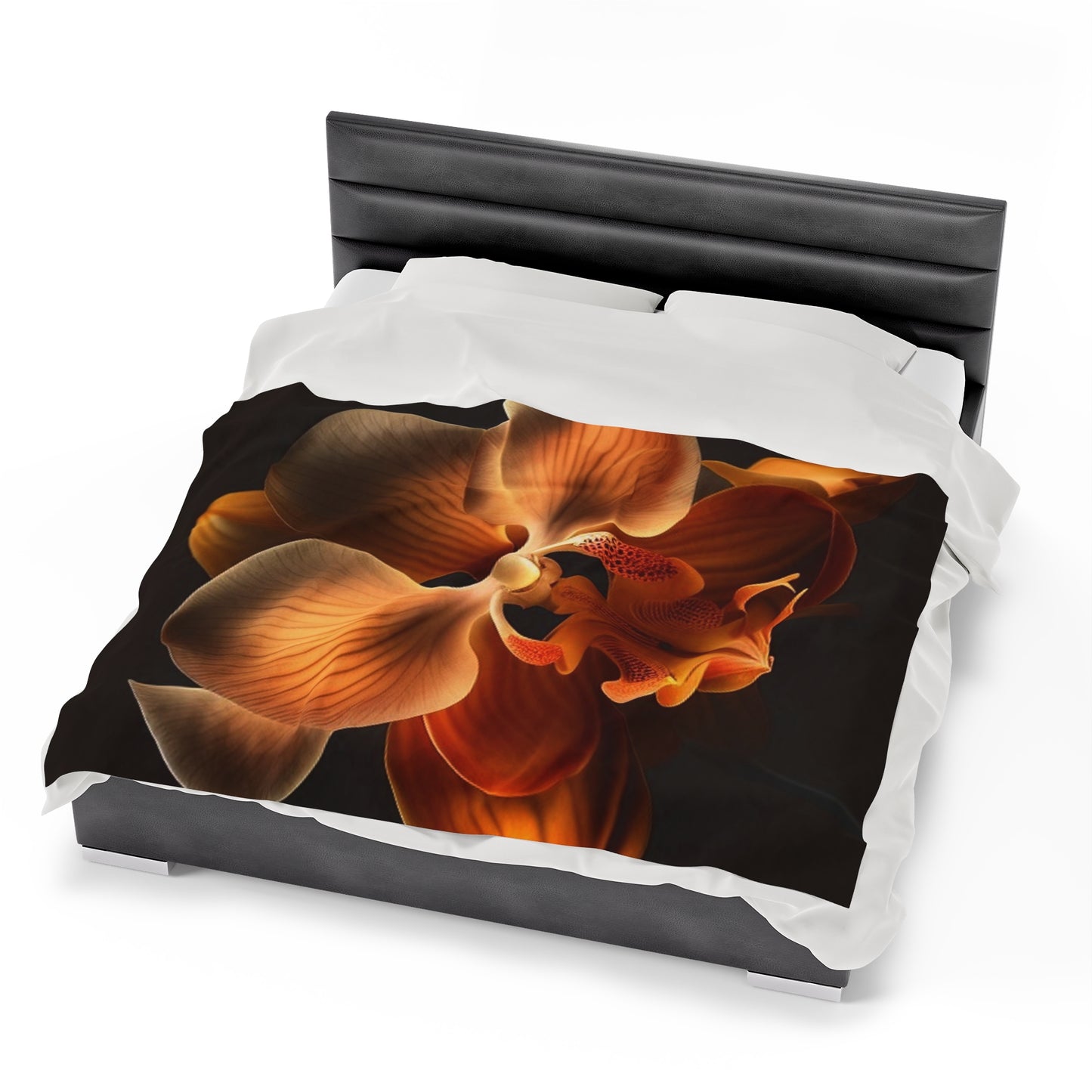 Velveteen Plush Blanket Orange Orchid 2