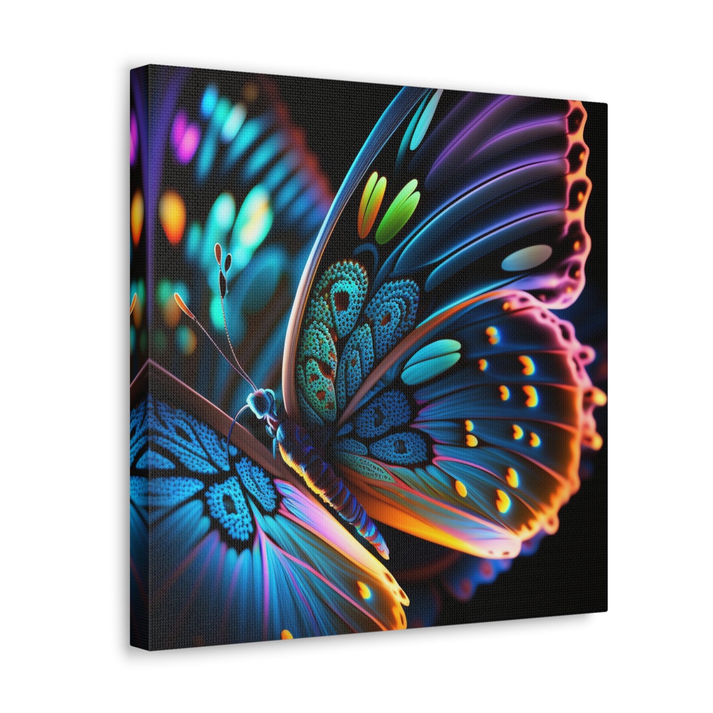 Canvas Gallery Wraps Neon Butterfly Macro 2