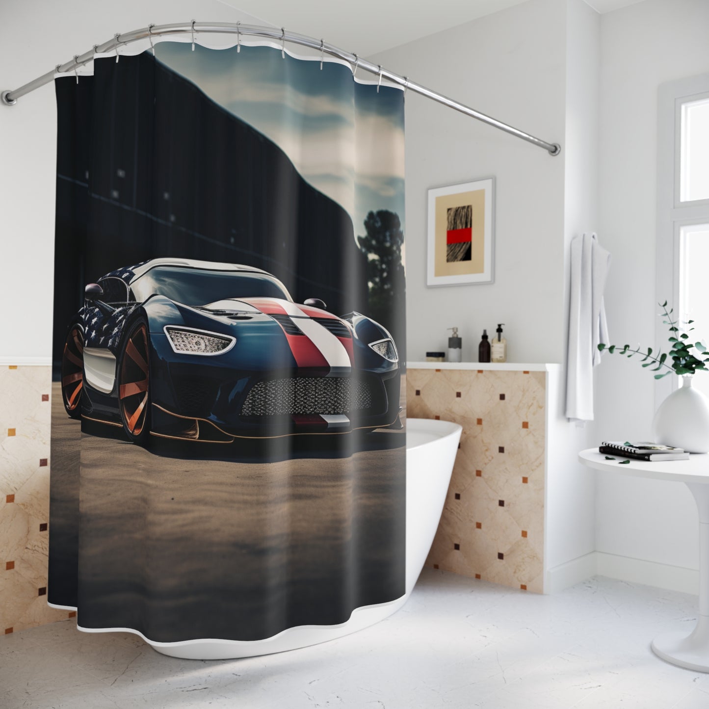 Polyester Shower Curtain Bugatti Flag American 2