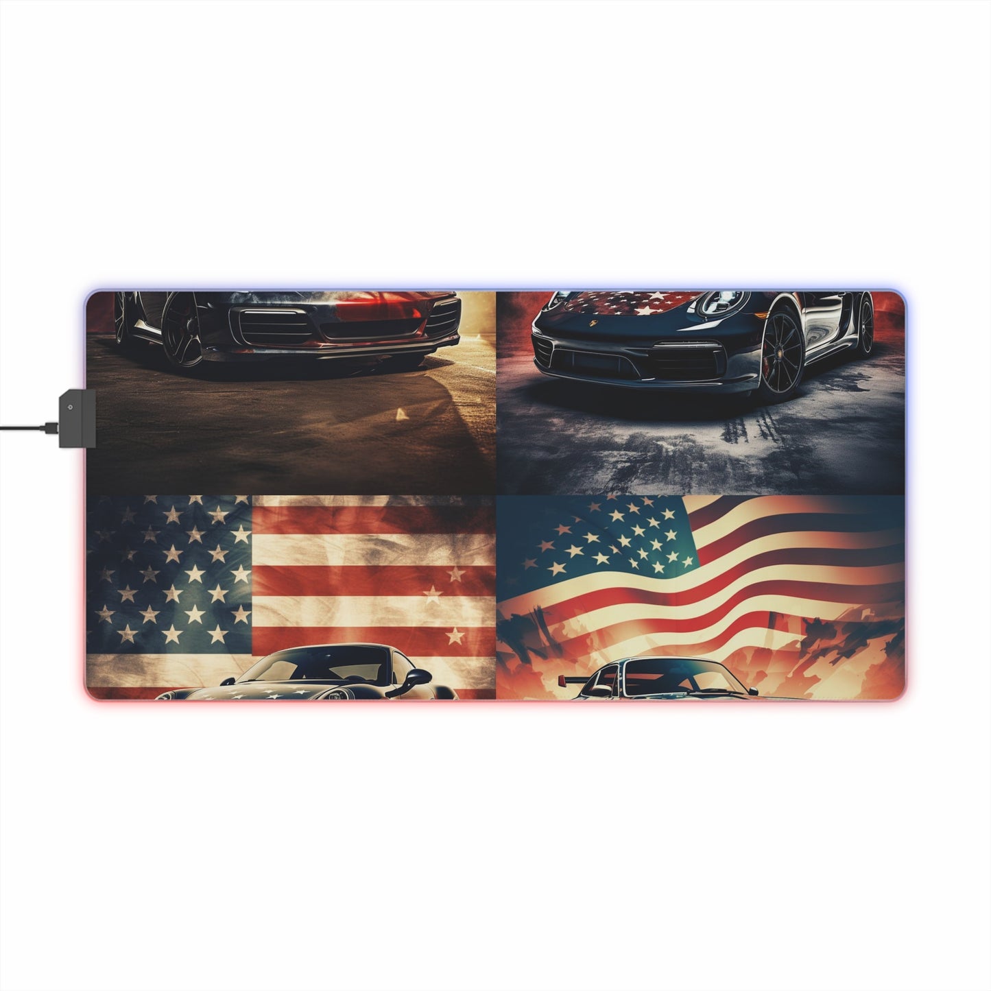 LED Gaming Mouse Pad Abstract American Flag Background Porsche 5