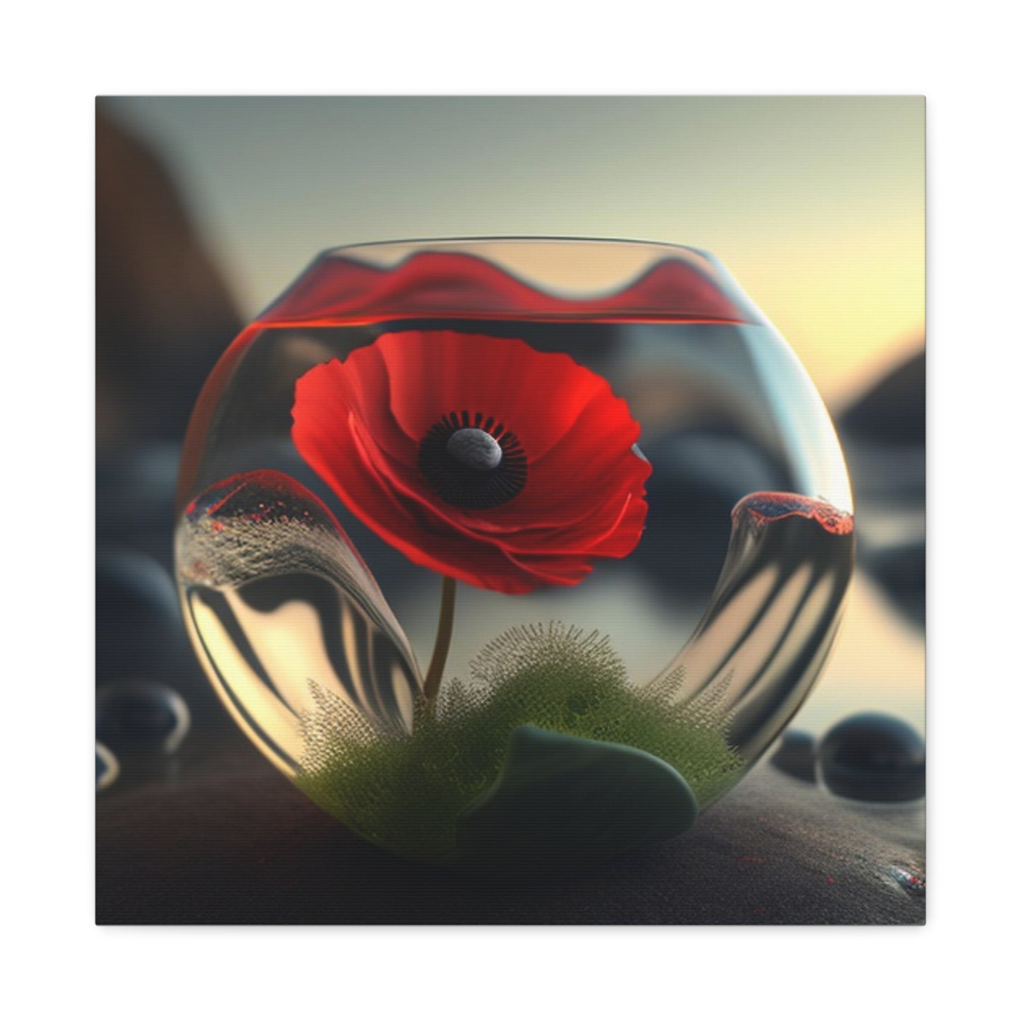 Canvas Gallery Wraps Red Anemone in a Vase 3