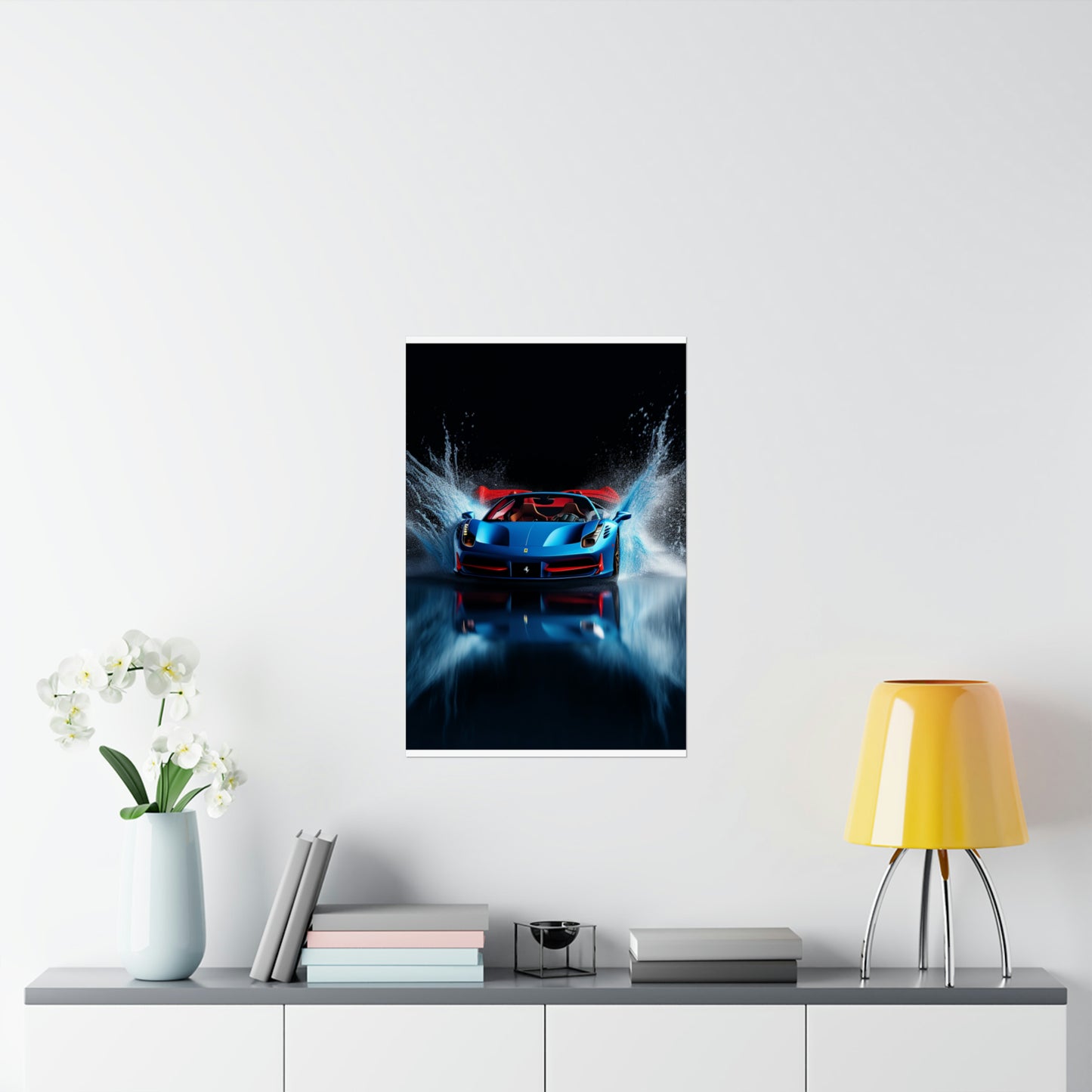 Premium Matte Vertical Posters Ferrari Water Splash 1