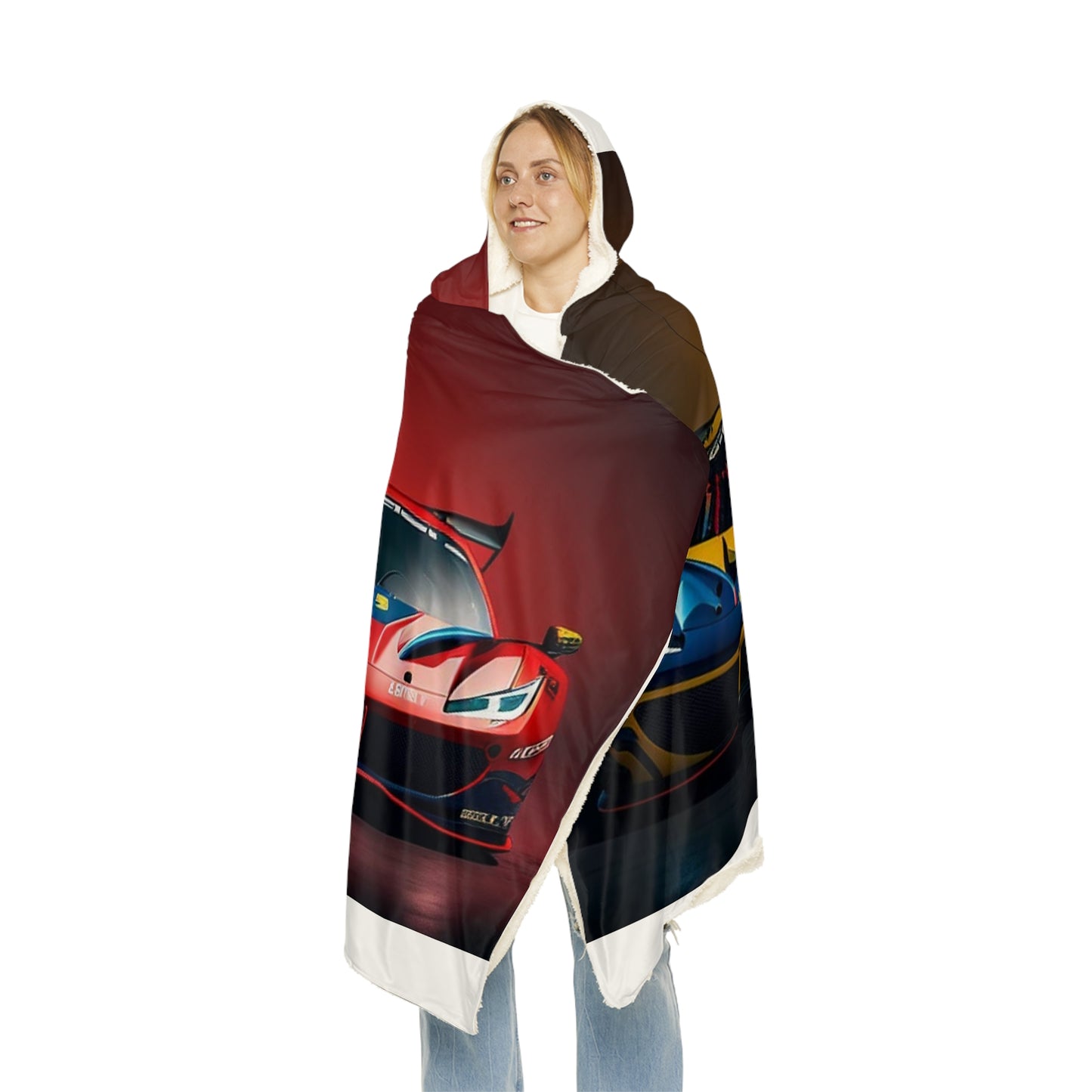 Snuggle Hooded Blanket Ferrari Red Blue 3