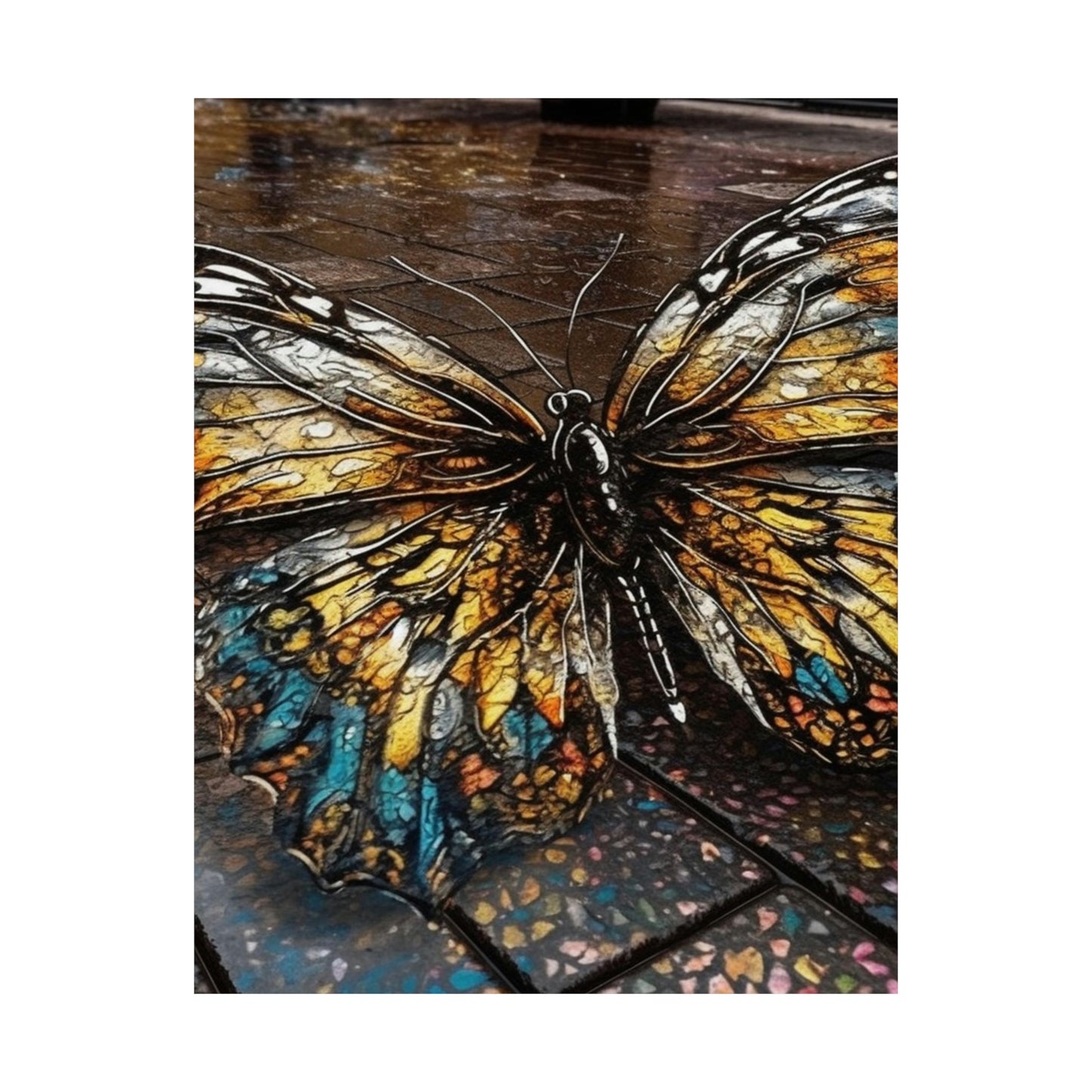 Premium Matte Vertical Posters Water Butterfly Street 1