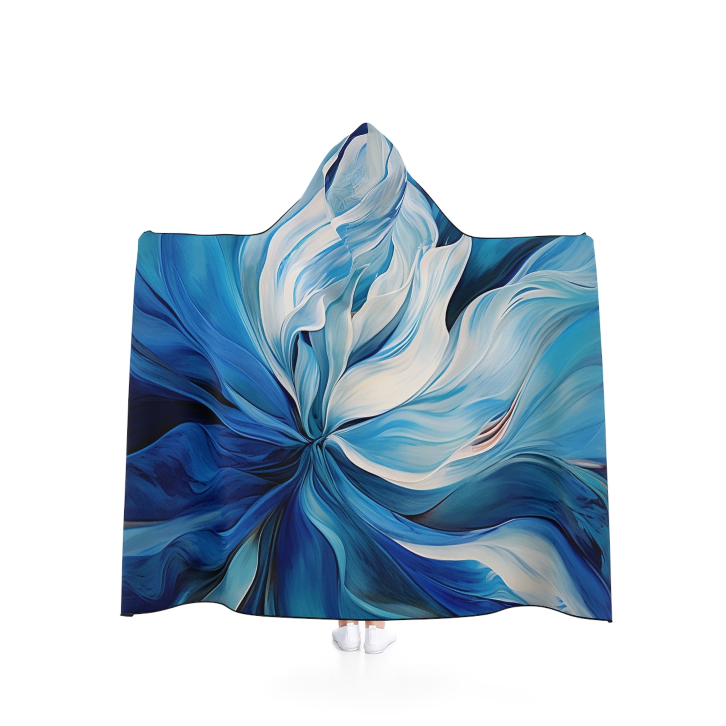 Hooded Blanket Blue Tluip Abstract 1