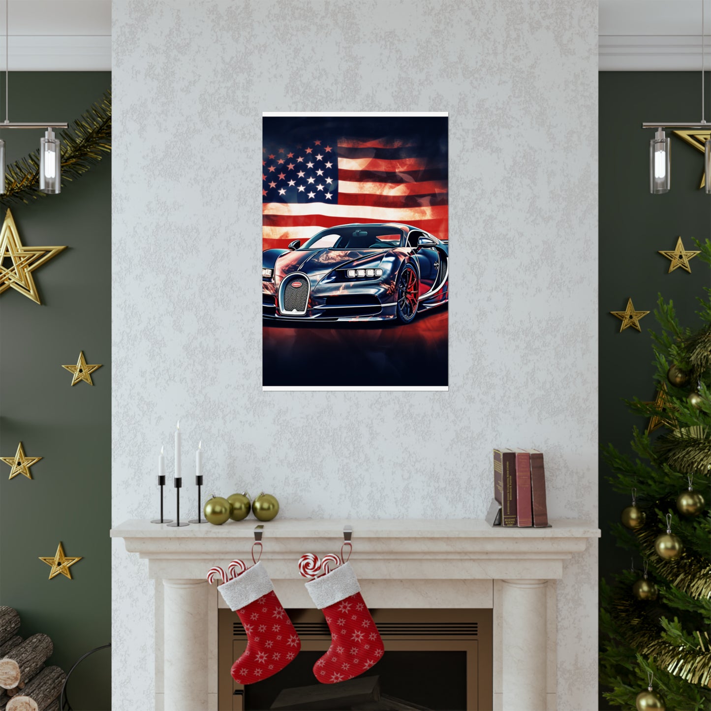 Premium Matte Vertical Posters Abstract American Flag Background Bugatti 4