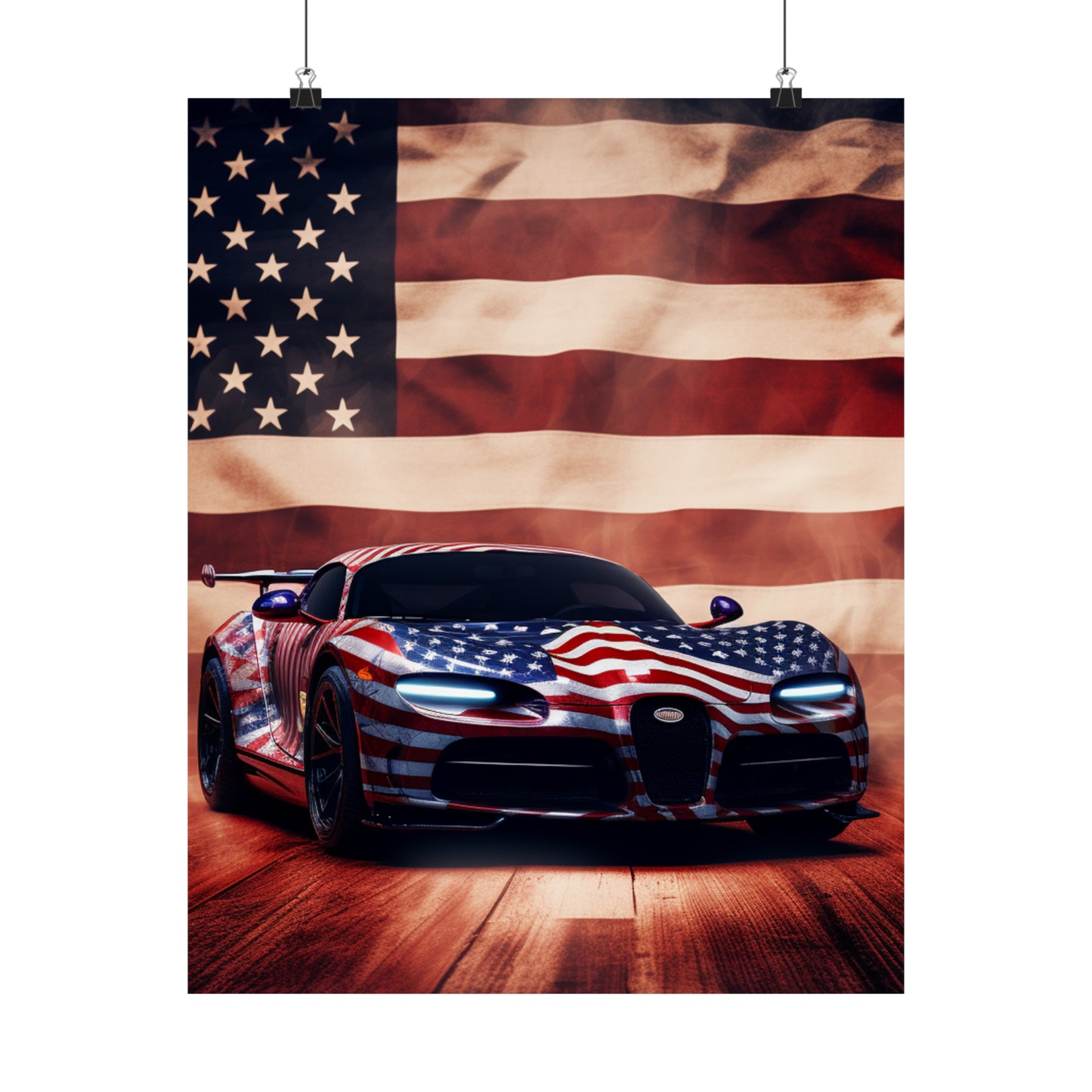 Premium Matte Vertical Posters Abstract American Flag Background Bugatti 2