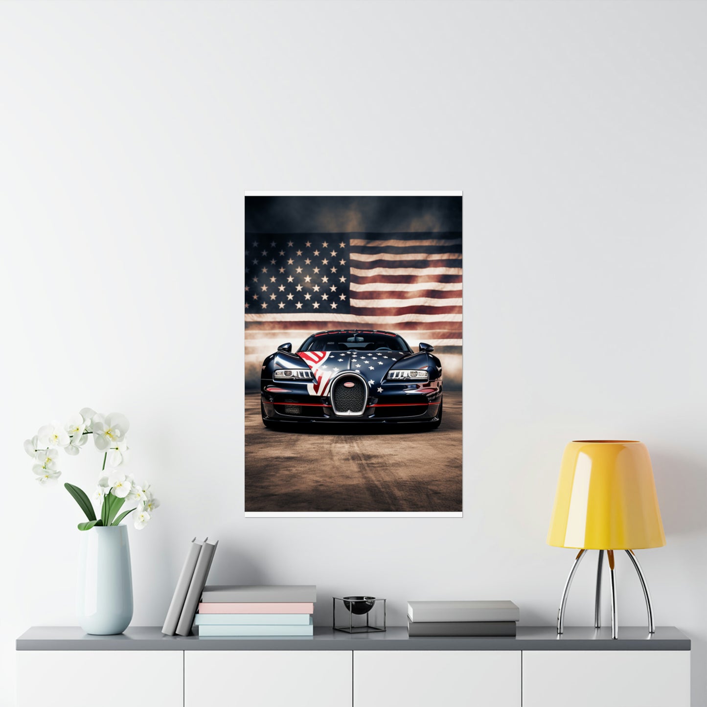 Premium Matte Vertical Posters Bugatti American Flag 2