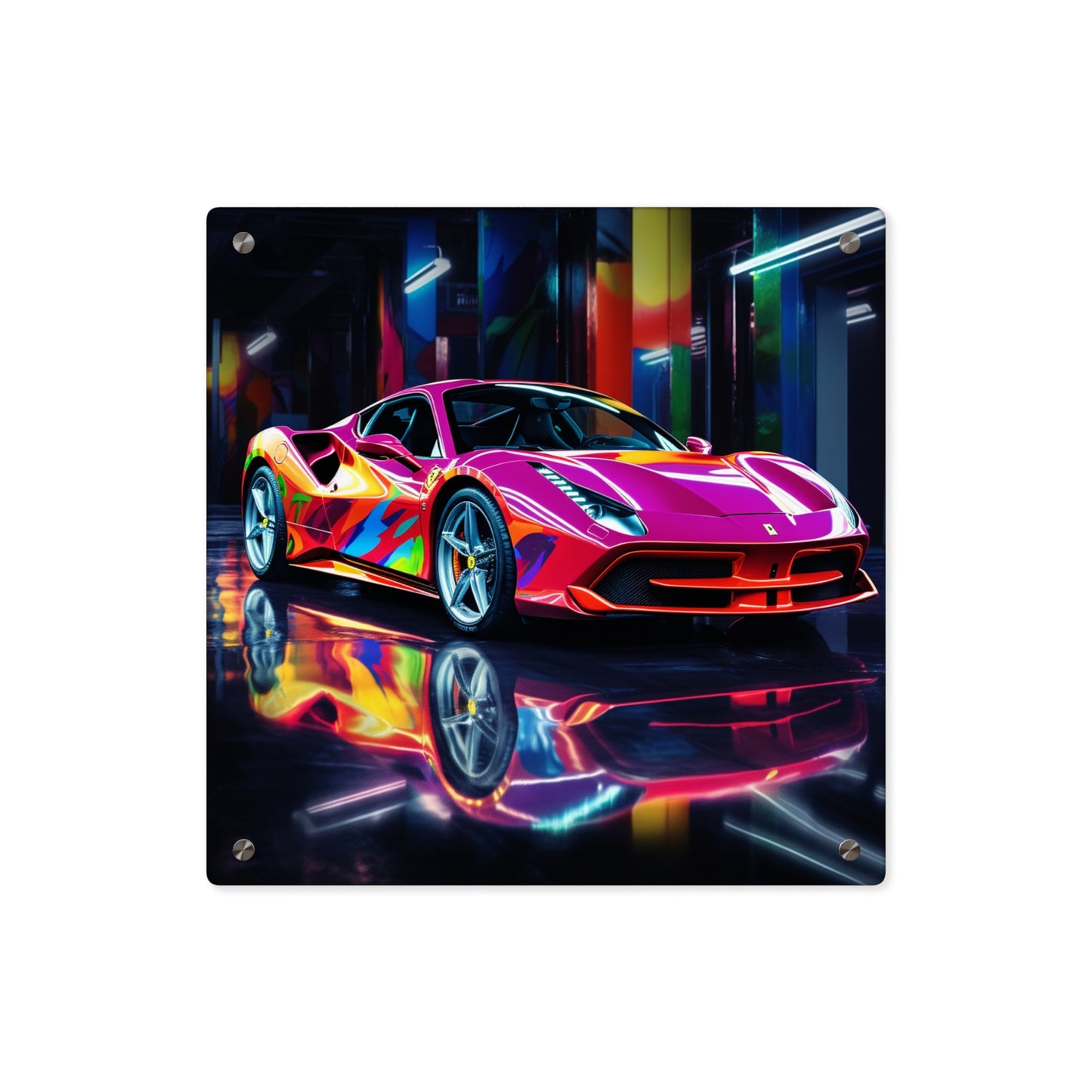 Acrylic Wall Art Panels Pink Macro Ferrari 1