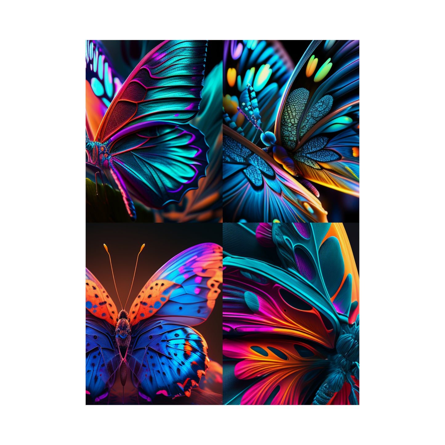 Premium Matte Vertical Posters Neon Butterfly Macro 5