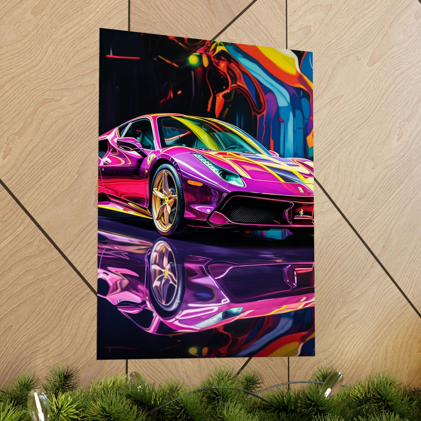 Premium Matte Vertical Posters Pink Macro Ferrari 2