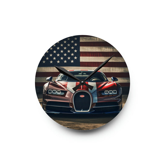 Acrylic Wall Clock Bugatti Flag 1