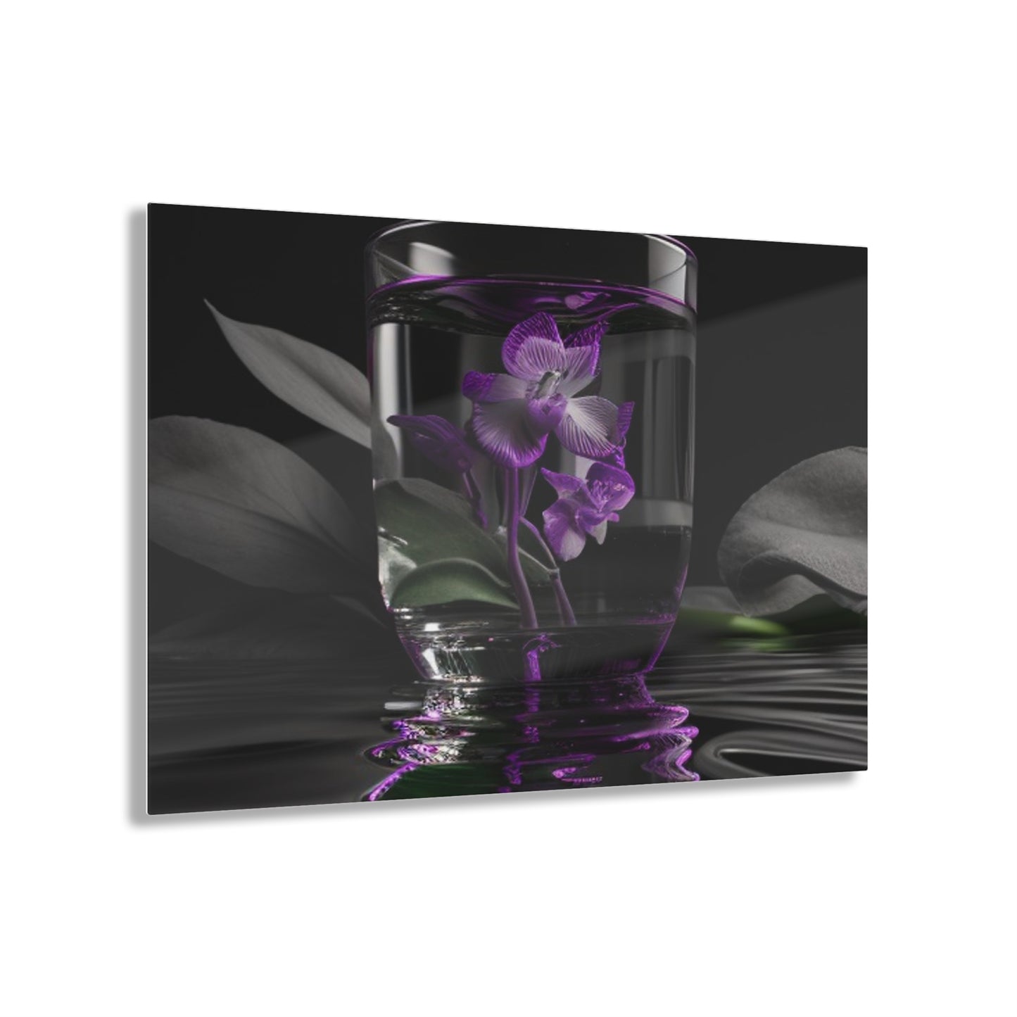 Acrylic Prints Purple Orchid Glass vase 1