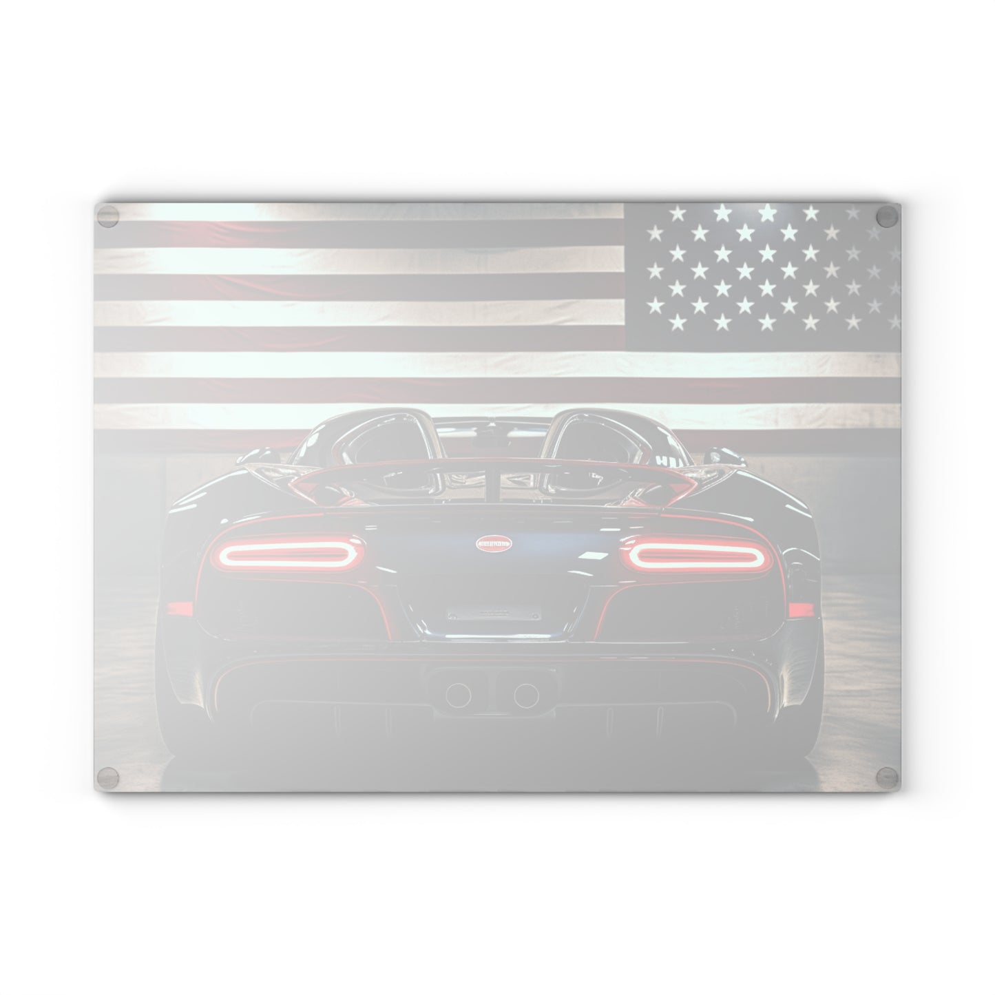 Glass Cutting Board American Flag Background Bugatti 4