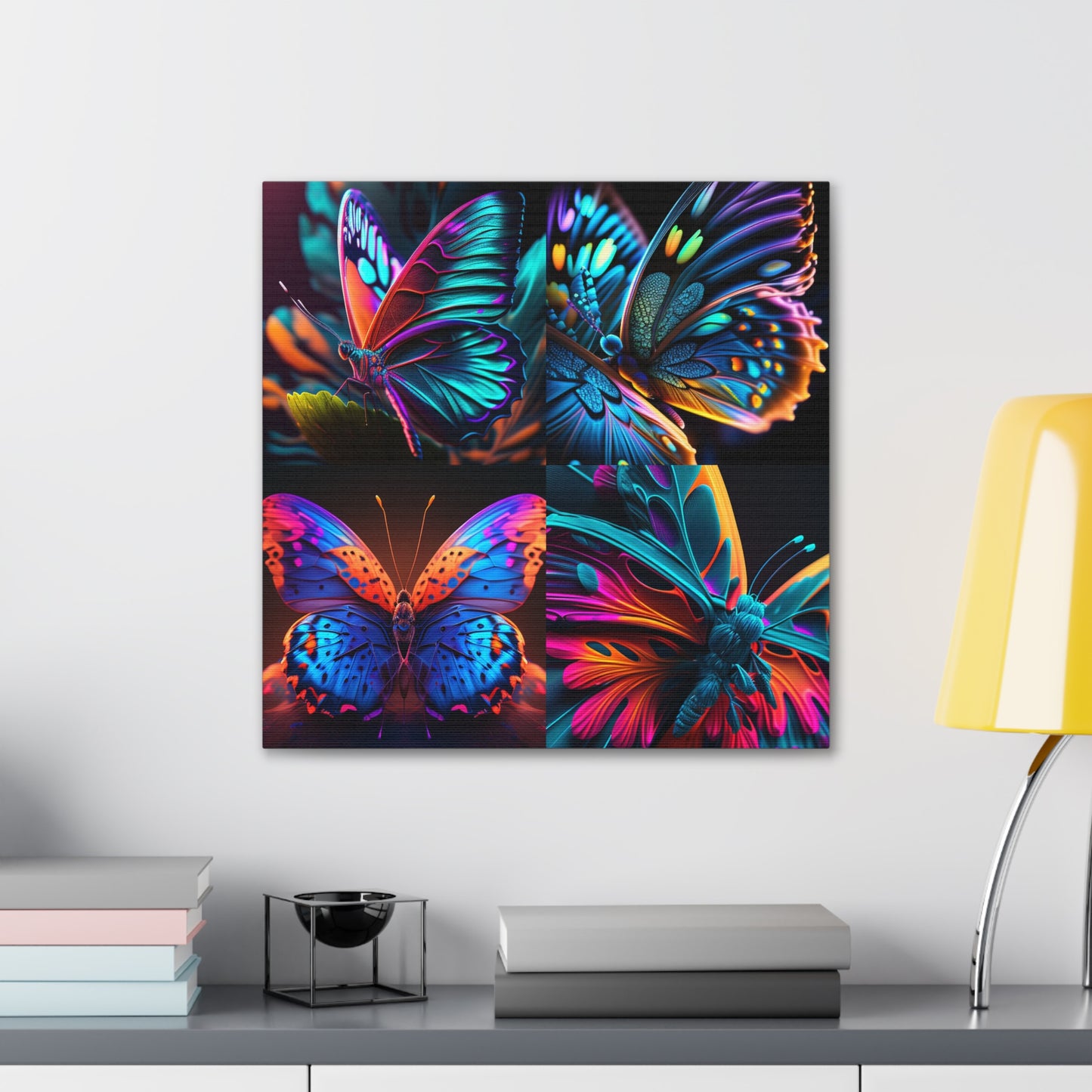 Canvas Gallery Wraps Neon Butterfly Macro 5