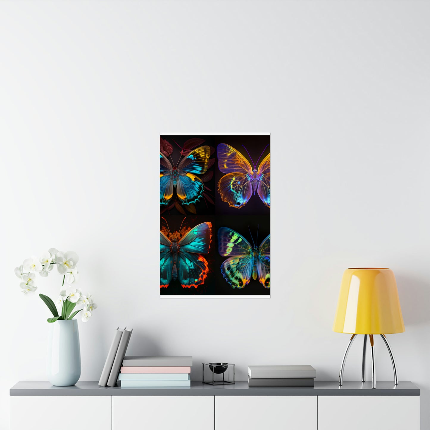 Premium Matte Vertical Posters Neon Butterfly Flair 5