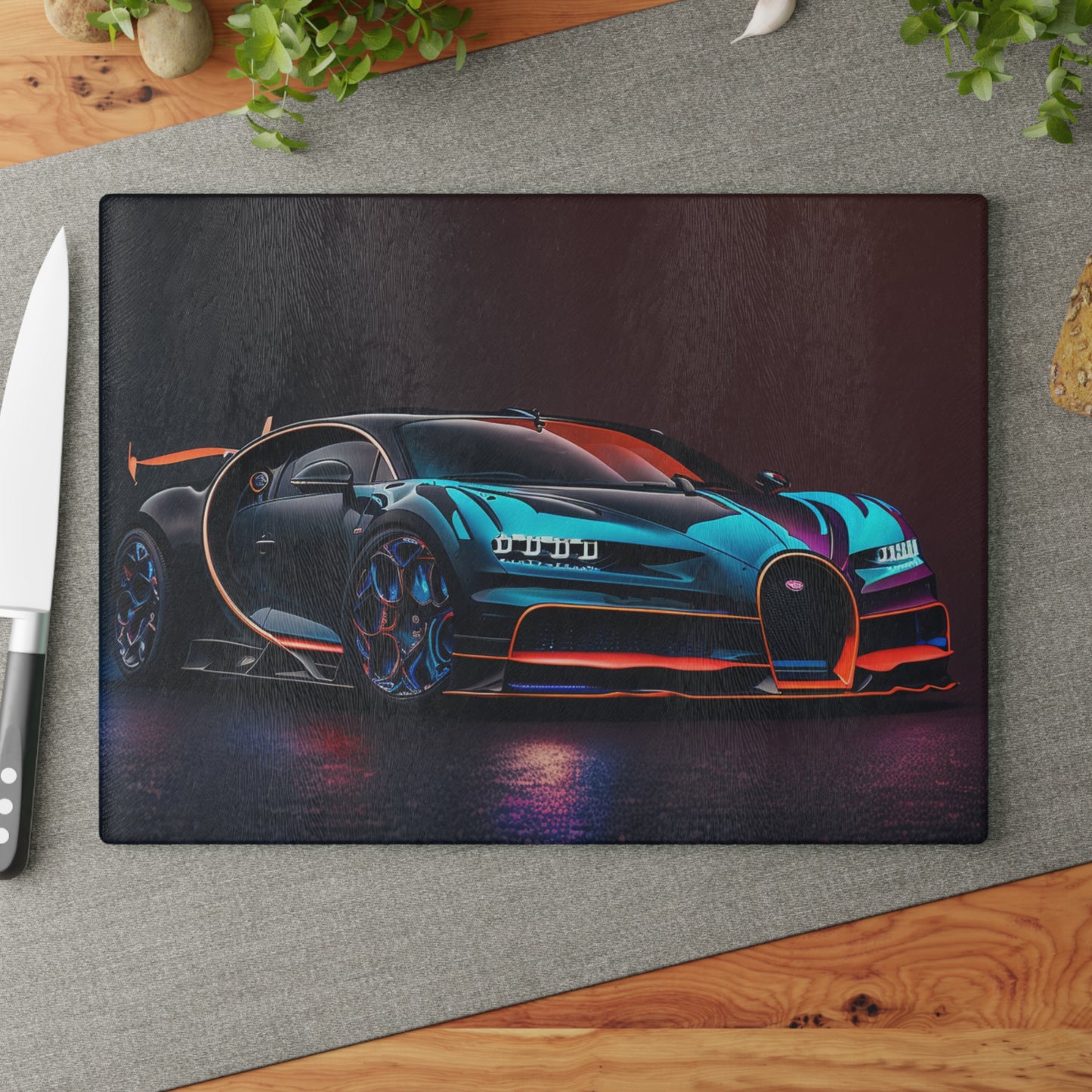 Glass Cutting Board Bugatti Chiron Super 1