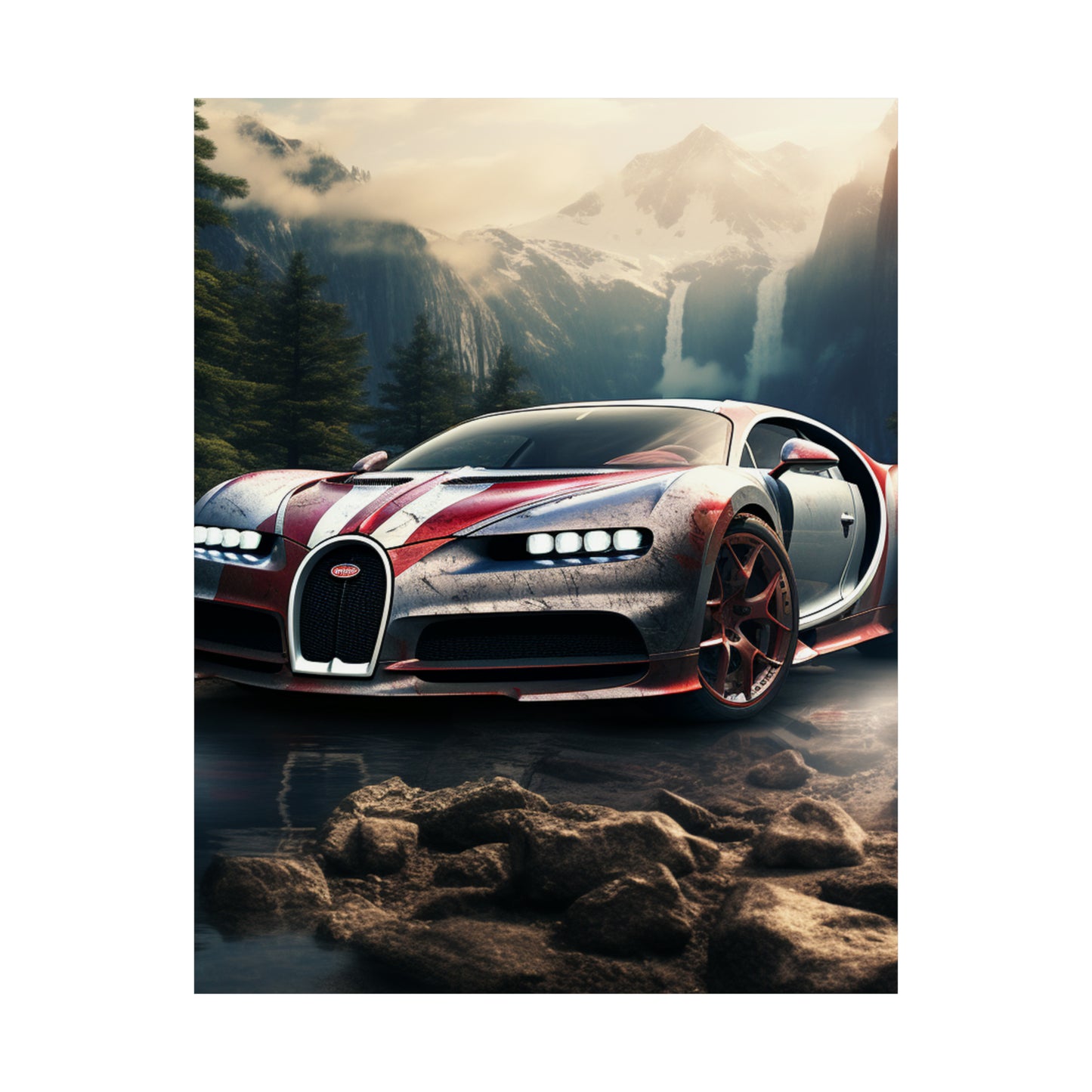 Premium Matte Vertical Posters Bugatti Waterfall 4