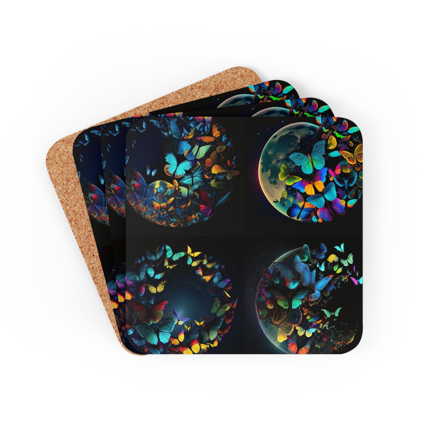 Corkwood Coaster Set Moon Butterfly 5