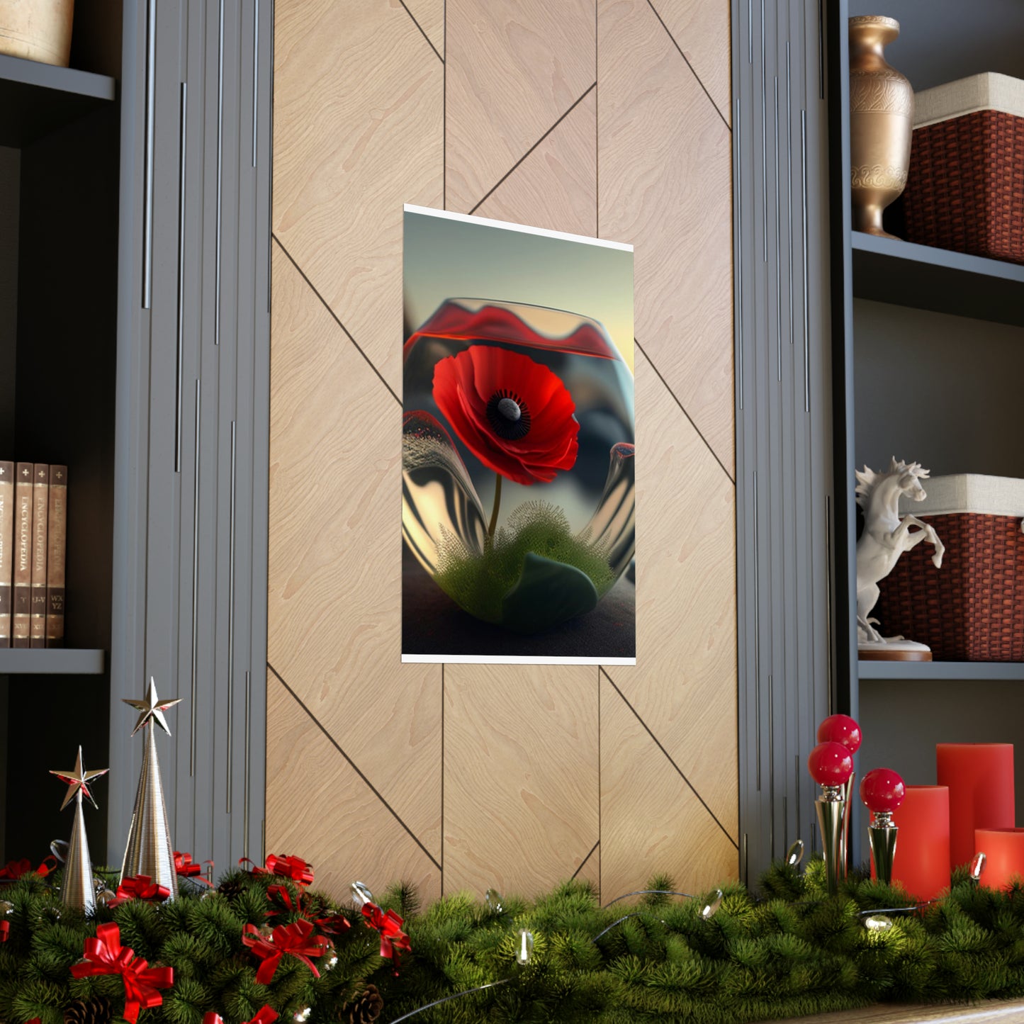 Premium Matte Vertical Posters Red Anemone in a Vase 3