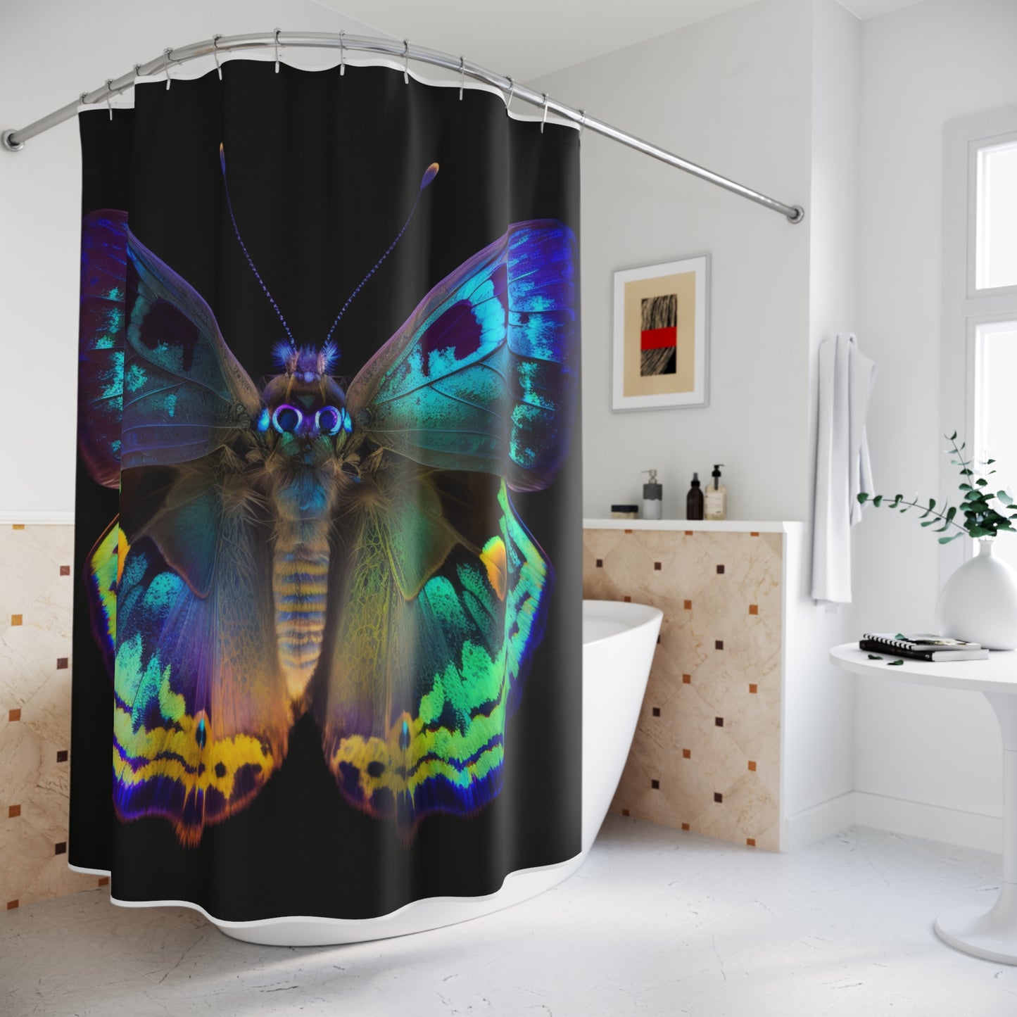 Polyester Shower Curtain Neon Hue Butterfly 4