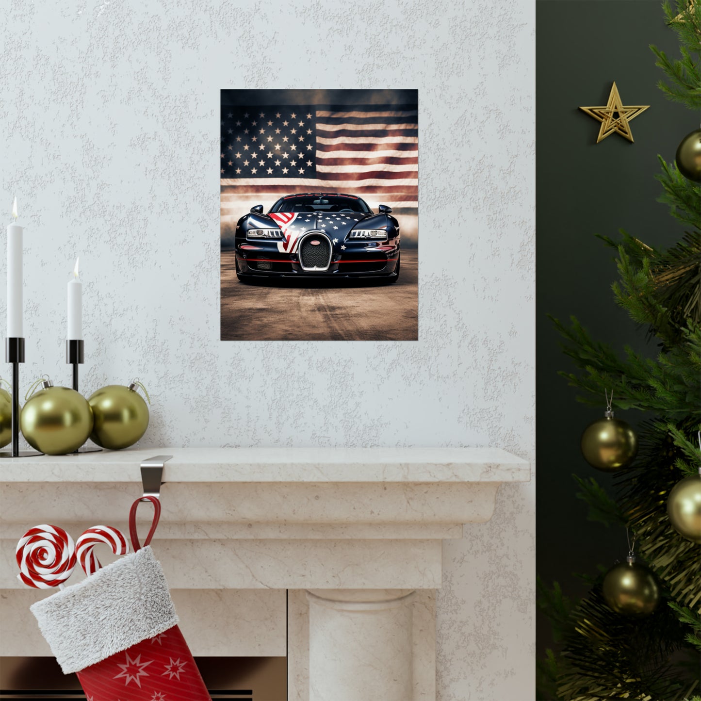 Premium Matte Vertical Posters Bugatti American Flag 2