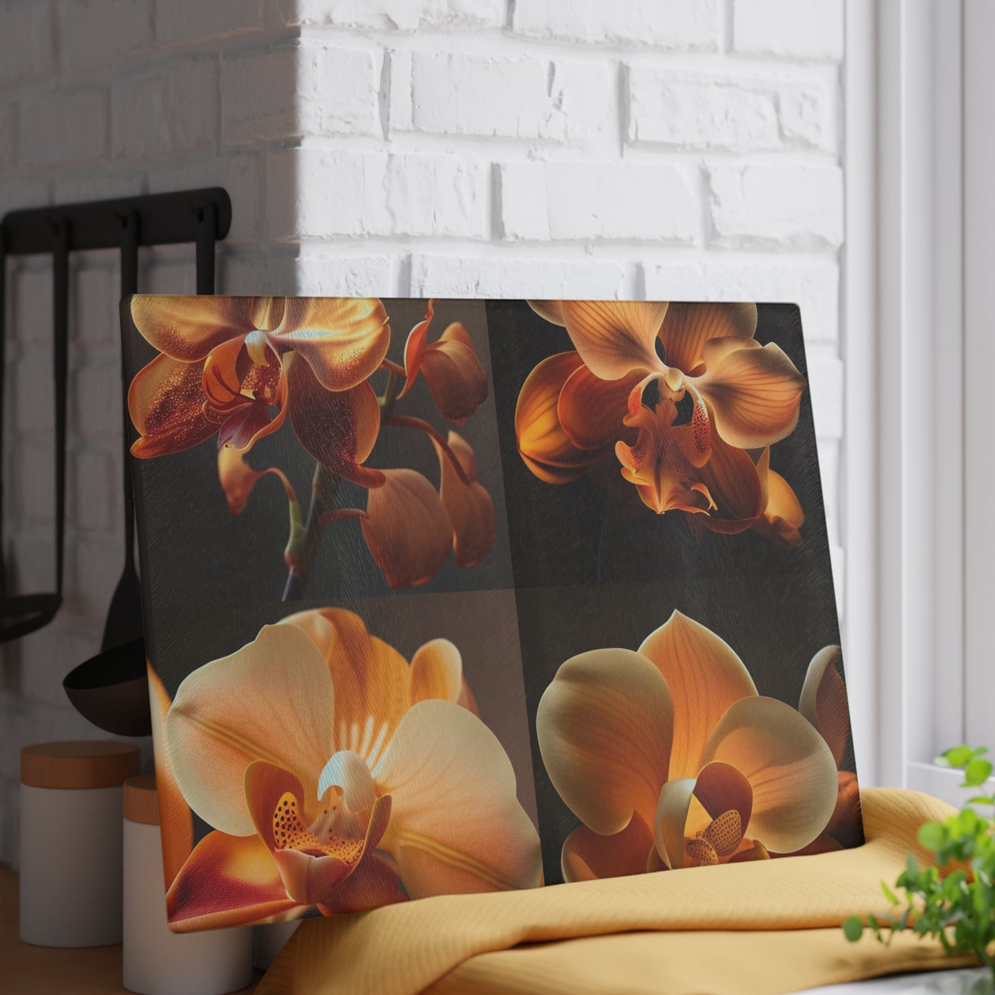 Glass Cutting Board Orange Orchid 5