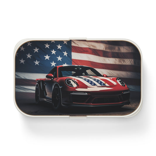 Bento Lunch Box American Flag Background Porsche 3