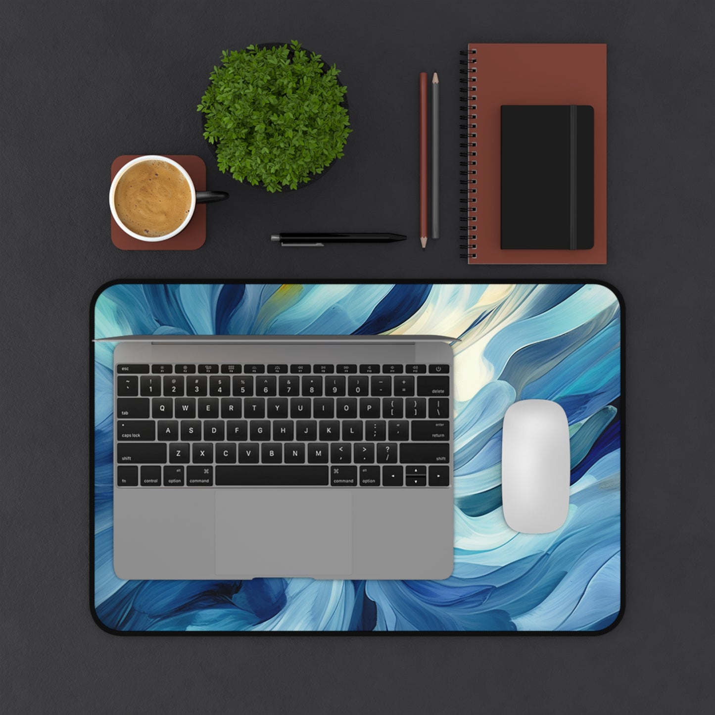 Desk Mat Blue Tluip Abstract 4