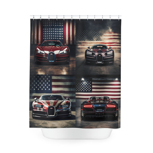 Polyester Shower Curtain American Flag Background Bugatti 5