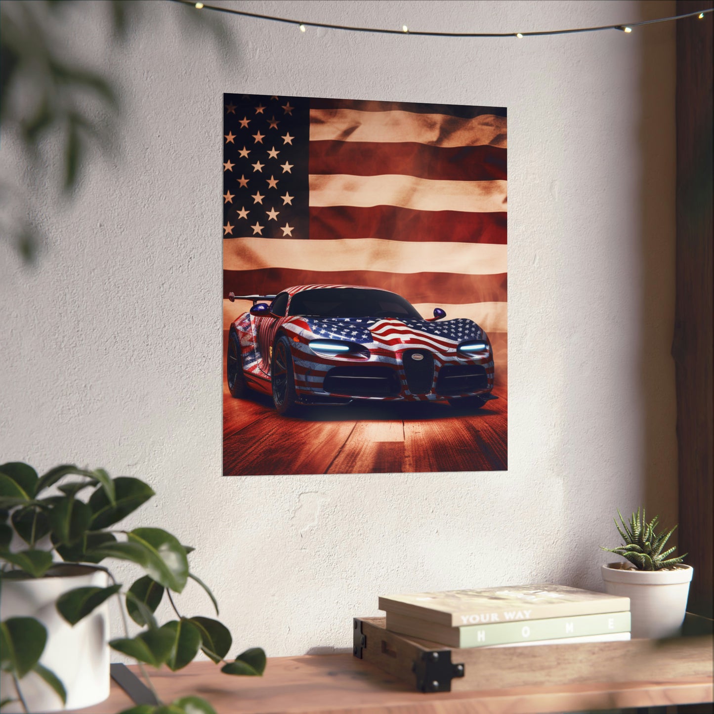 Premium Matte Vertical Posters Abstract American Flag Background Bugatti 2