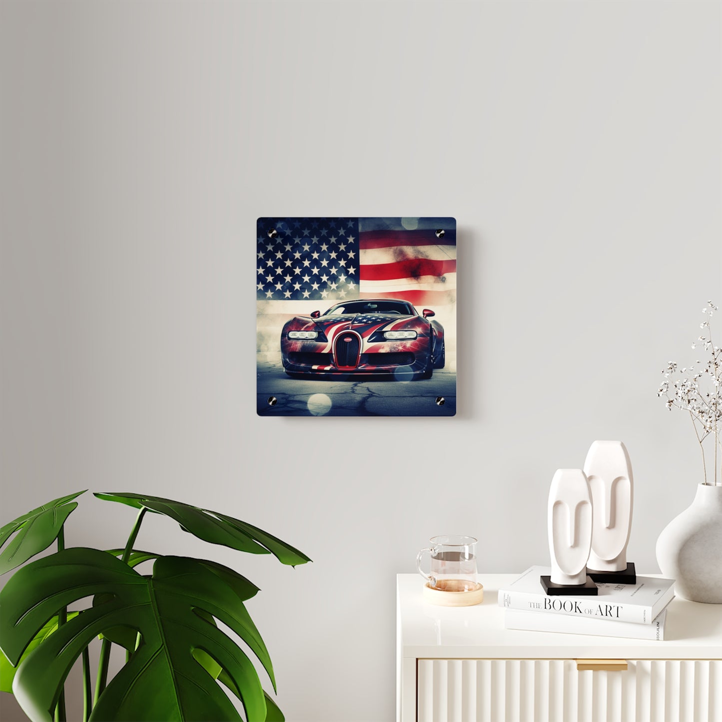 Acrylic Wall Art Panels Abstract American Flag Background Bugatti 1