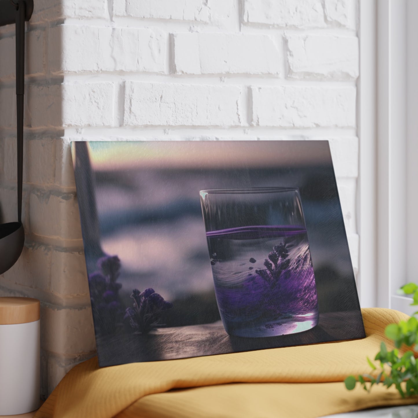 Glass Cutting Board Lavender in a vase 4
