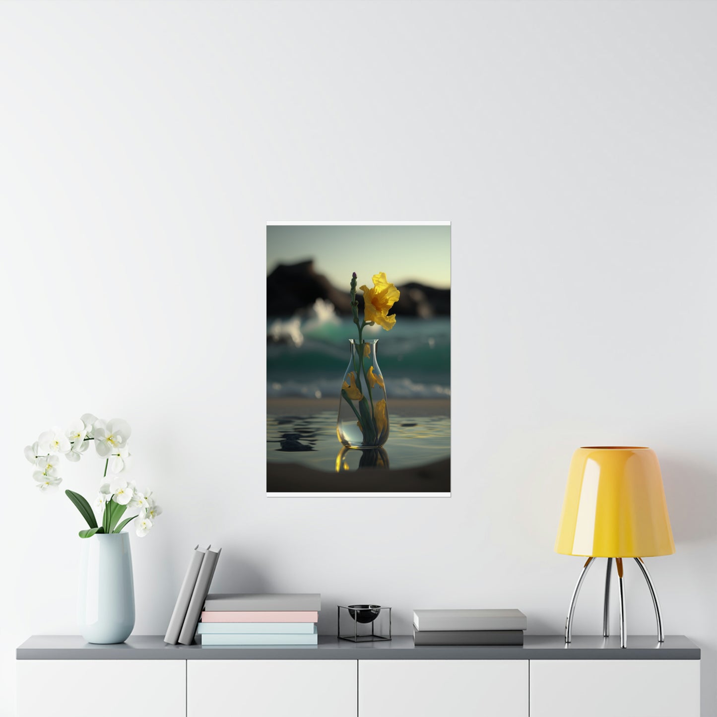 Premium Matte Vertical Posters Yellow Gladiolus glass 2